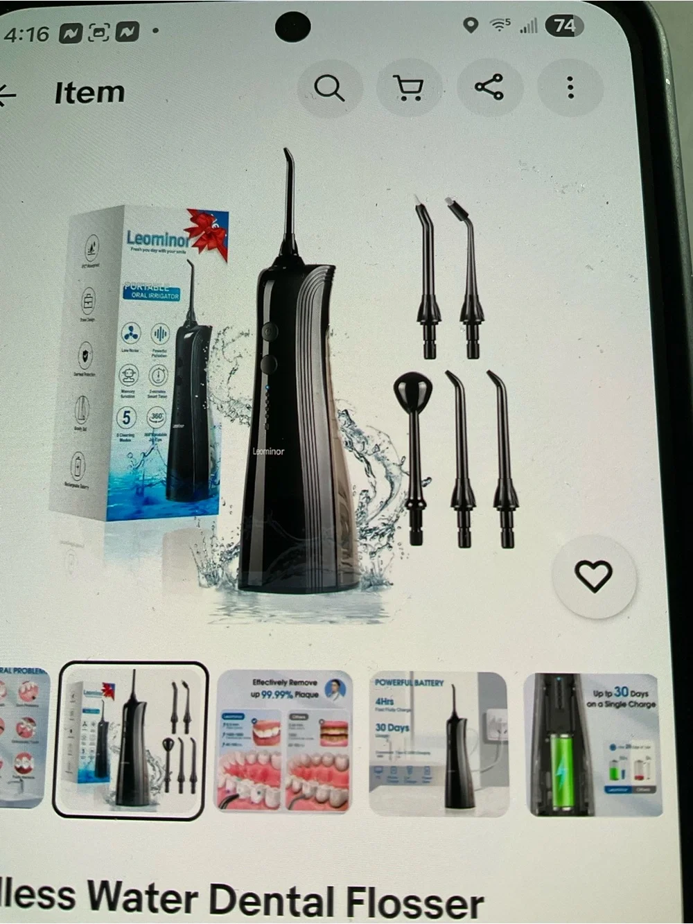 Portable Oral Irrigator - Black